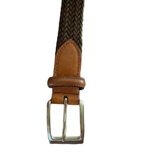 IZOD Chesnut Brown Braided Genuine Leather Tabs Belt Size 42/105 42 Men’s